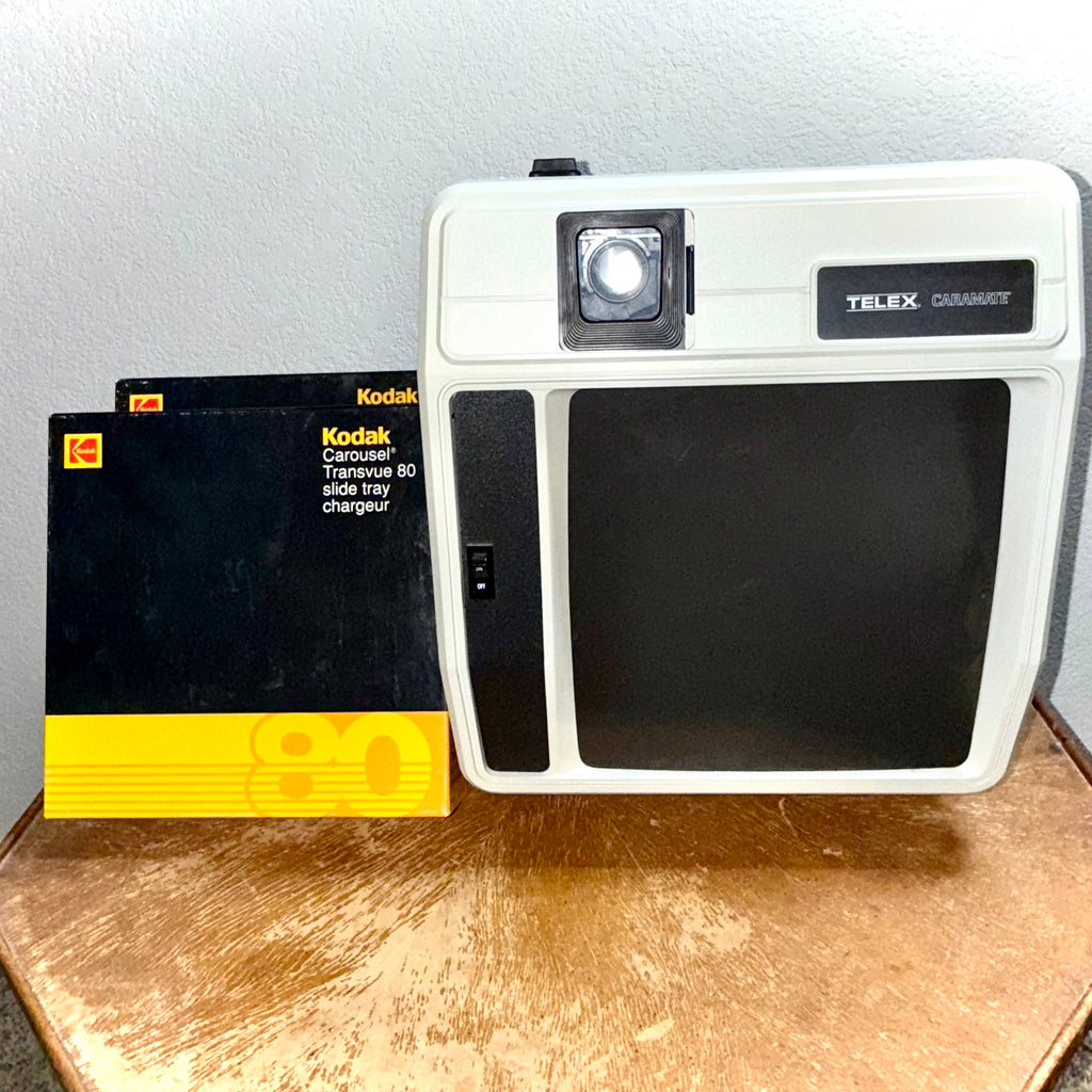Vintage Telex Caramate Slide Projector Viewer + 2 Kodak Carousel Trays