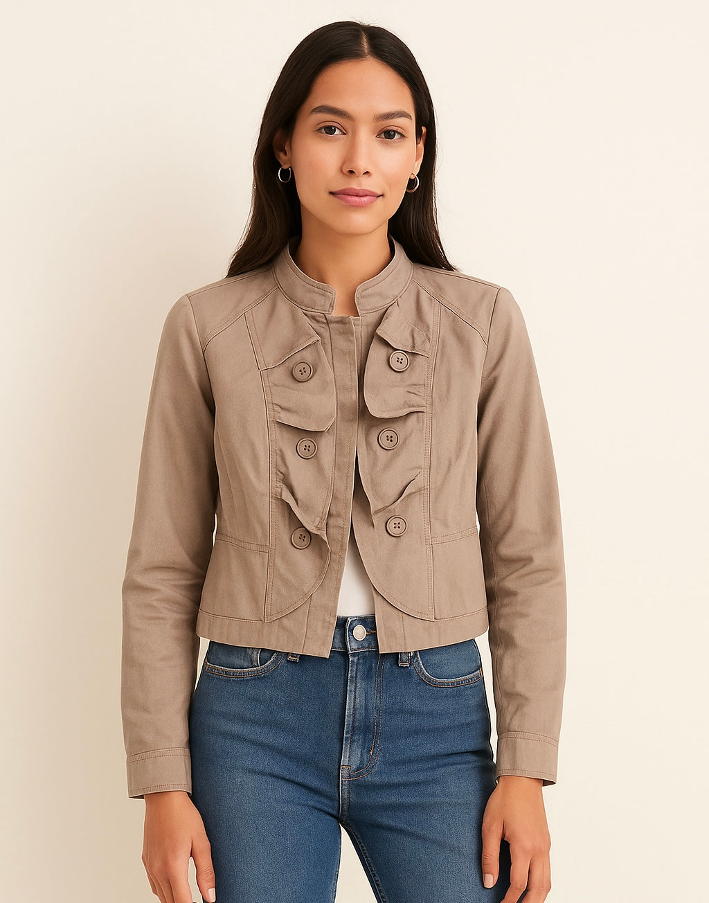 LOFT Ruffle Front Lightweight Jacket – Size XS