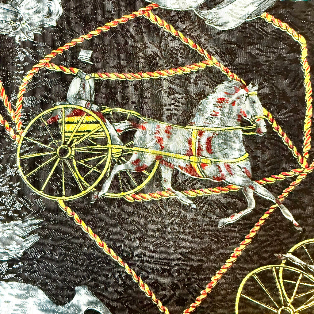 Midnight Reins Silk Scarf – Vintage Equestrian Print