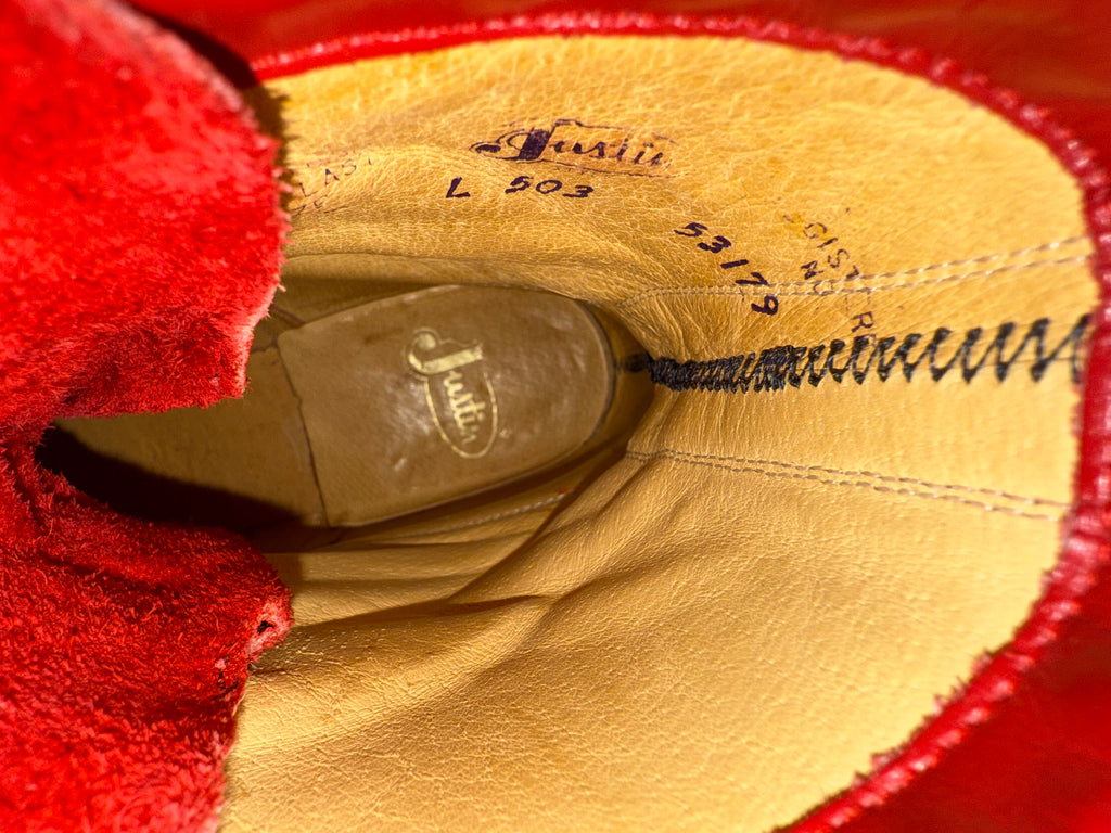 Vintage Justin Red Leather Lace-Up Western Boots – Women’s 8B