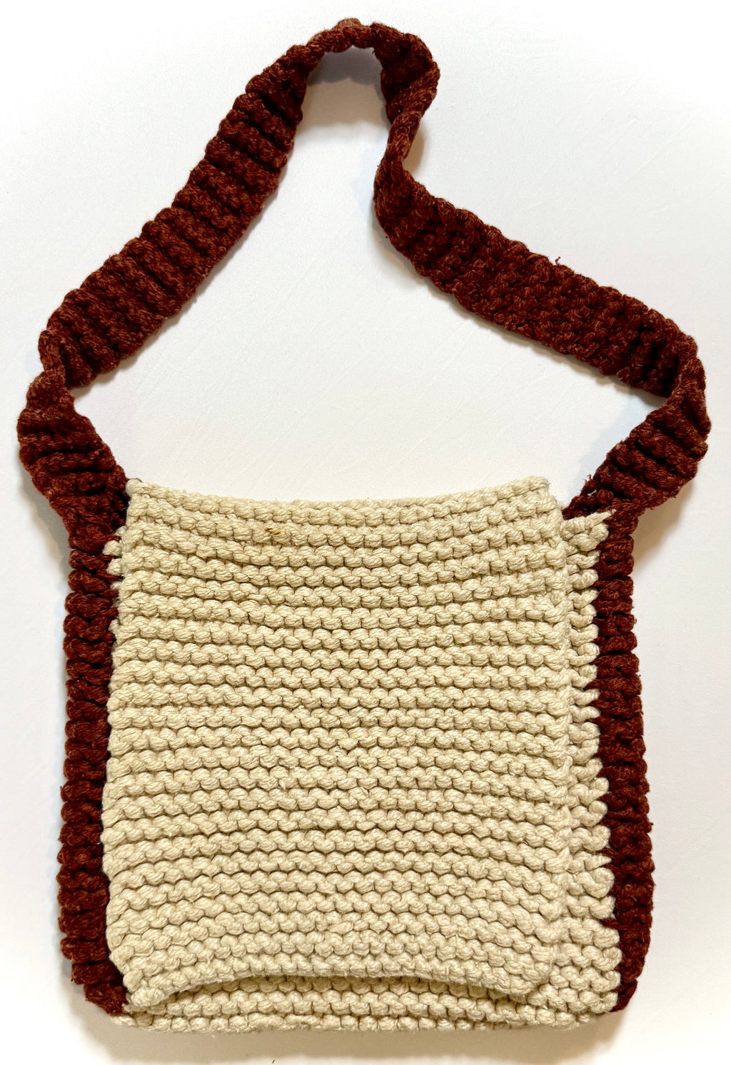 Handmade Knit Shoulder Bag – Cinnamon & Cream