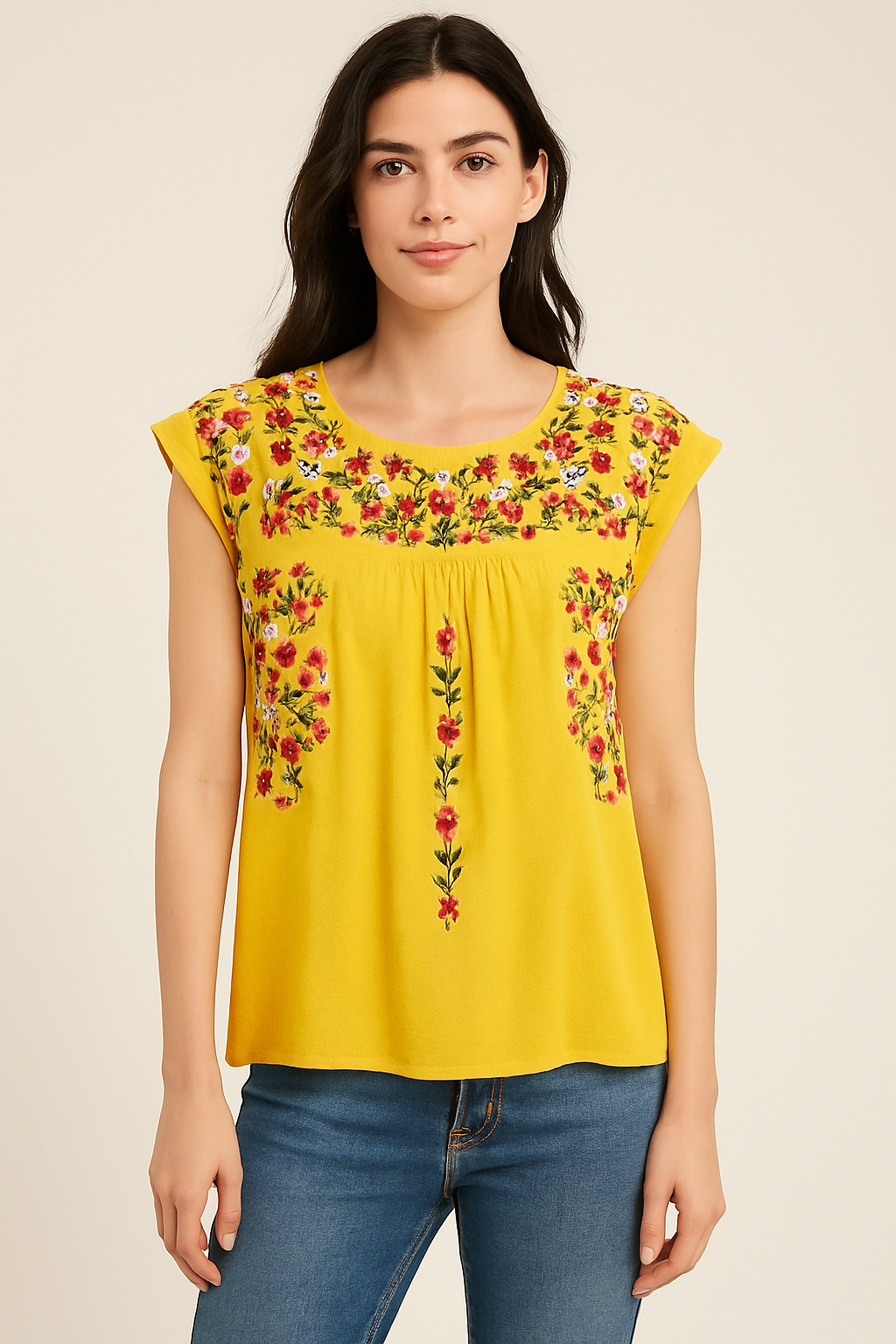 Savanna Jane Embroidered Floral Boho Top – Size S