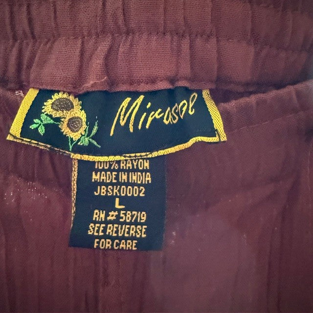Mirasol Boho Tiered Maxi Skirt – Burnt Sienna Rayon with Stud Detail – Size Large