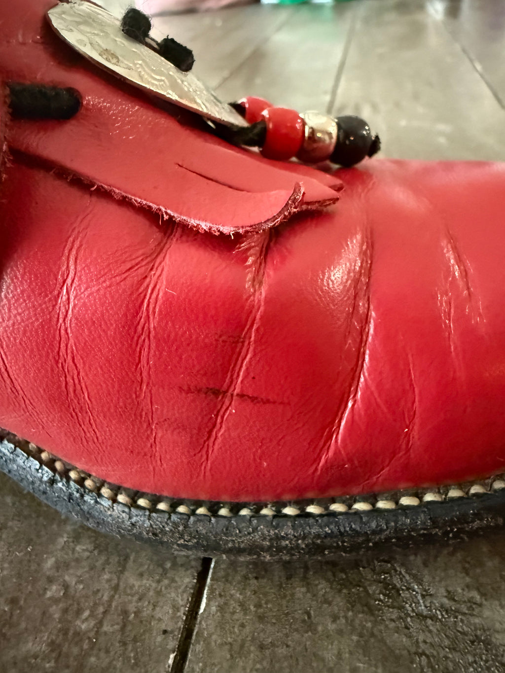 Vintage Justin Red Leather Lace-Up Western Boots – Women’s 8B