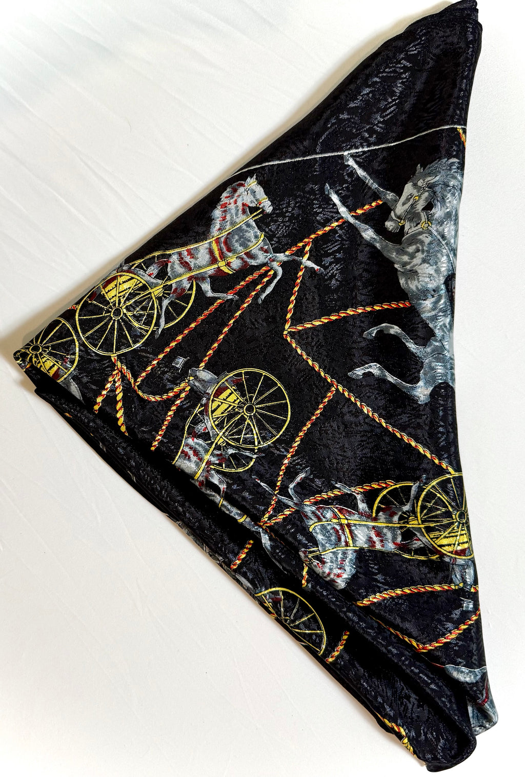 Midnight Reins Silk Scarf – Vintage Equestrian Print