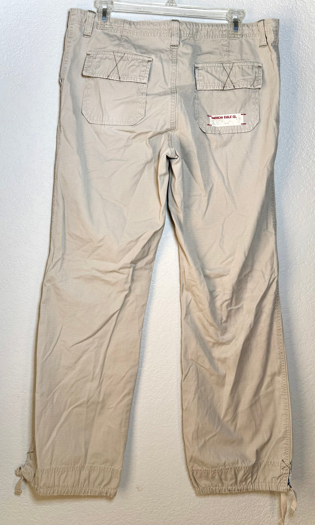 American Eagle Co. Cargo Utility Pants – Size 10 – Khaki Beige Drawstring Hem