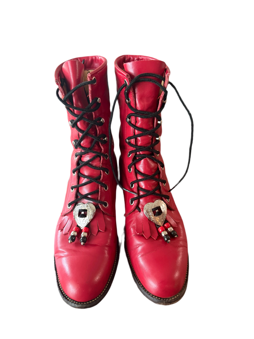 Vintage Justin Red Leather Lace-Up Western Boots – Women’s 8B
