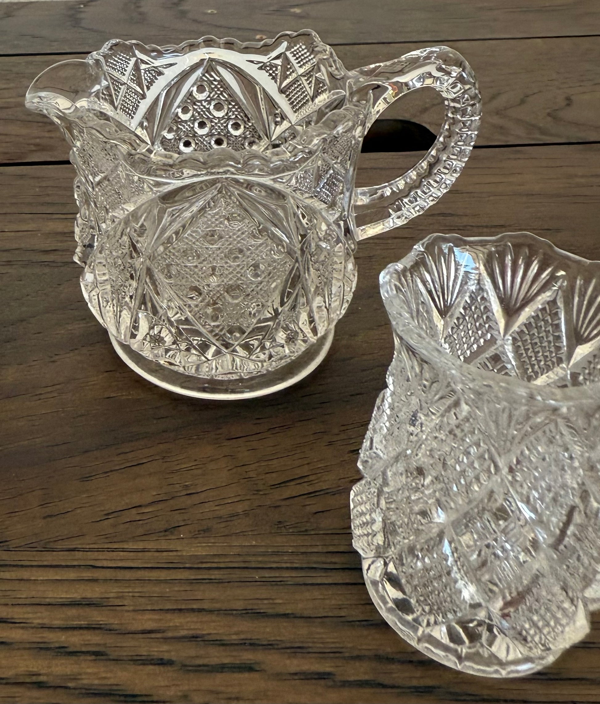 Vintage Pressed Glass Table Set – Creamer, Sugar, Toothpick, Salt – EAPG Style