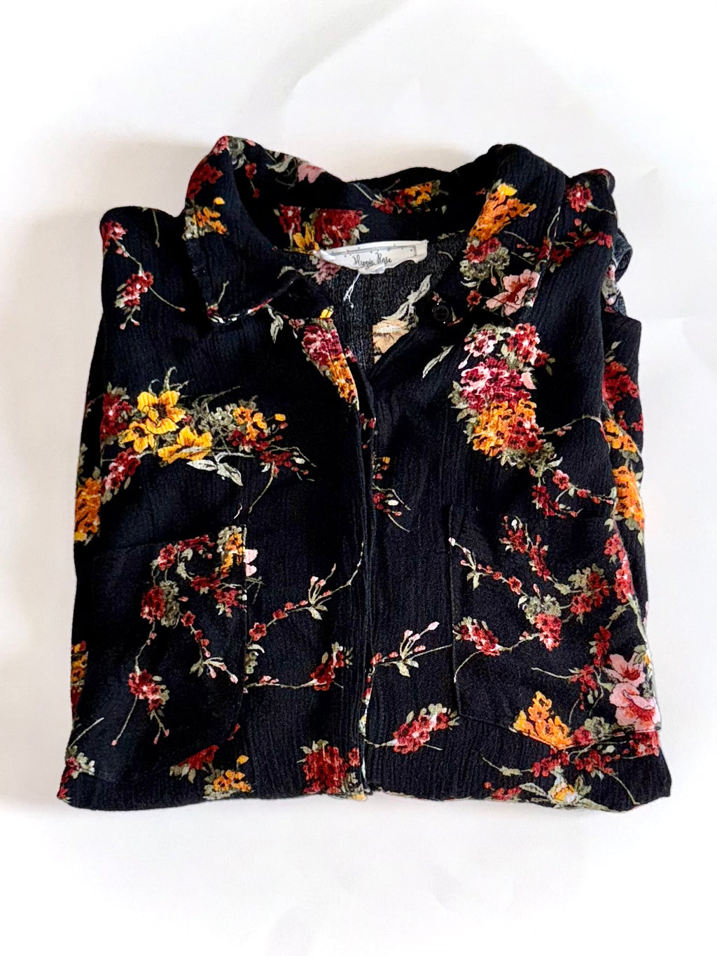 Hippie Rose Floral Button-Down Blouse – Size Medium