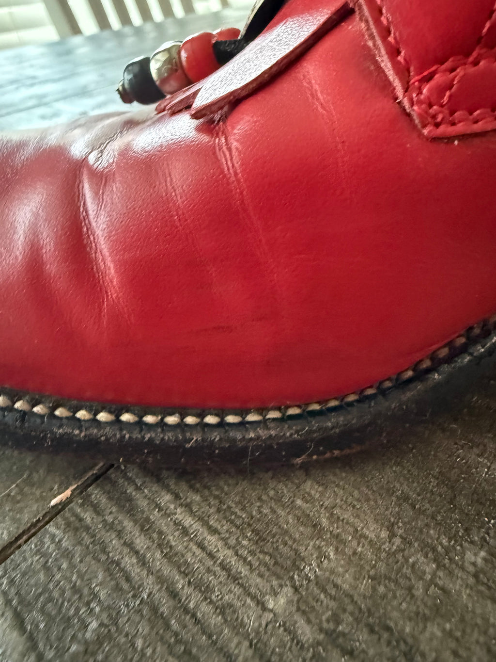 Vintage Justin Red Leather Lace-Up Western Boots – Women’s 8B
