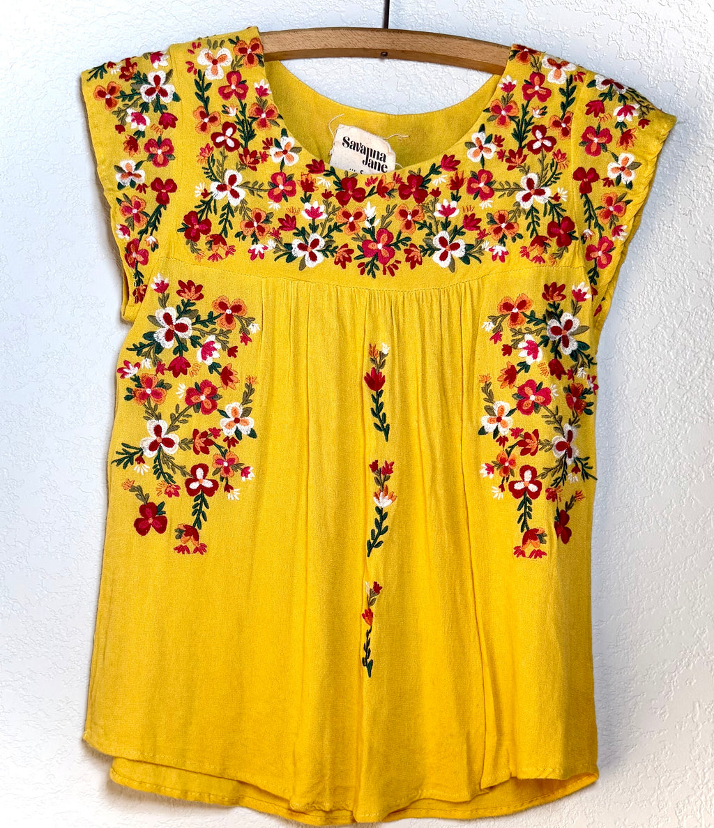 Savanna Jane Embroidered Floral Boho Top – Size S