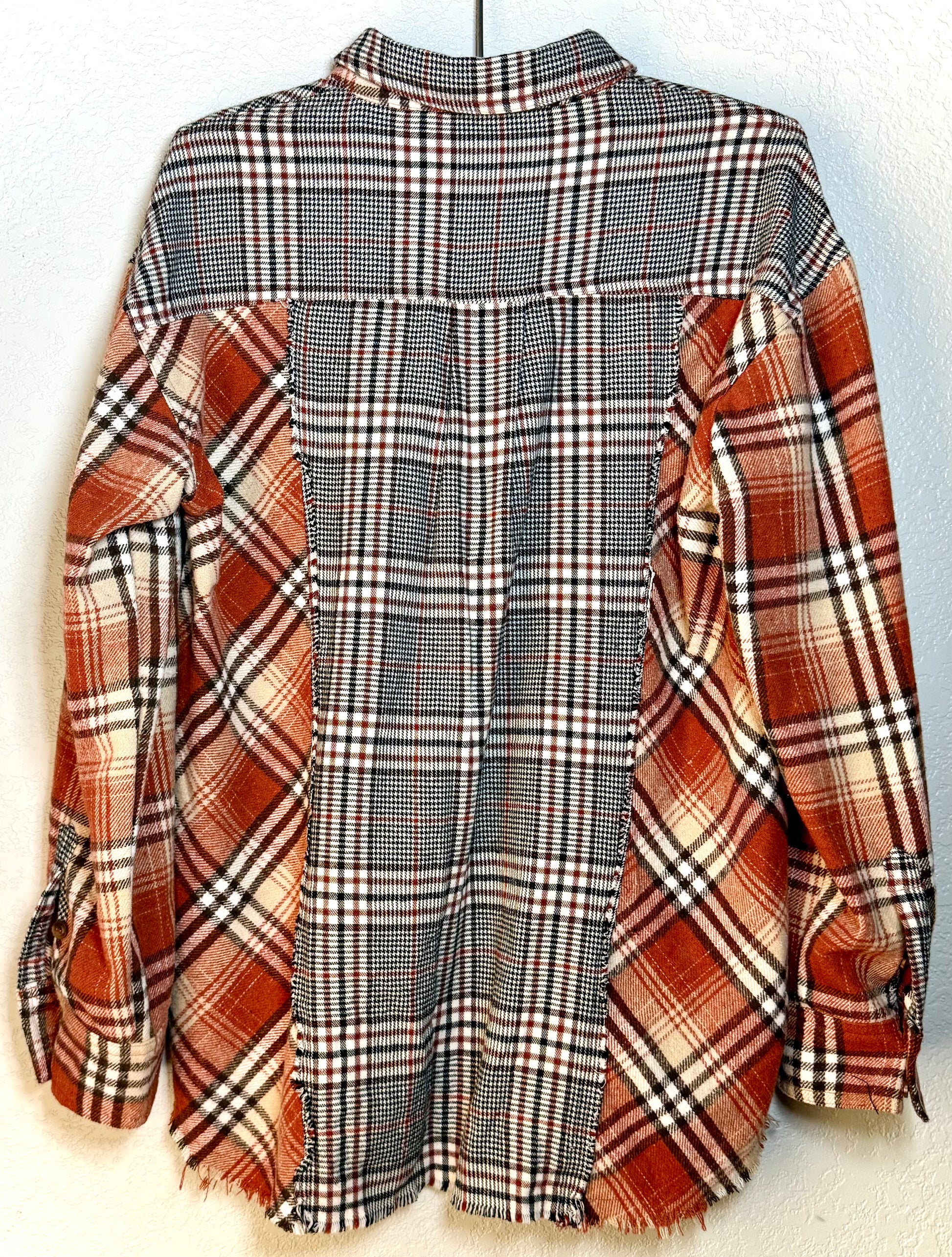 Umgee Mixed Plaid Patchwork Flannel Shirt – Size M