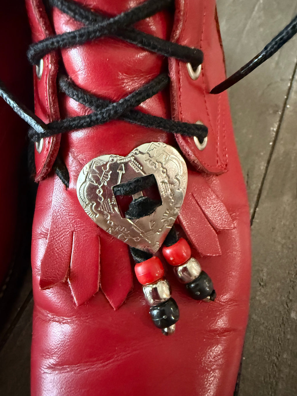 Vintage Justin Red Leather Lace-Up Western Boots – Women’s 8B
