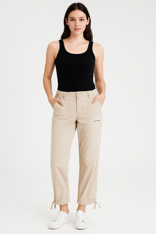 American Eagle Co. Cargo Utility Pants – Size 10 – Khaki Beige Drawstring Hem