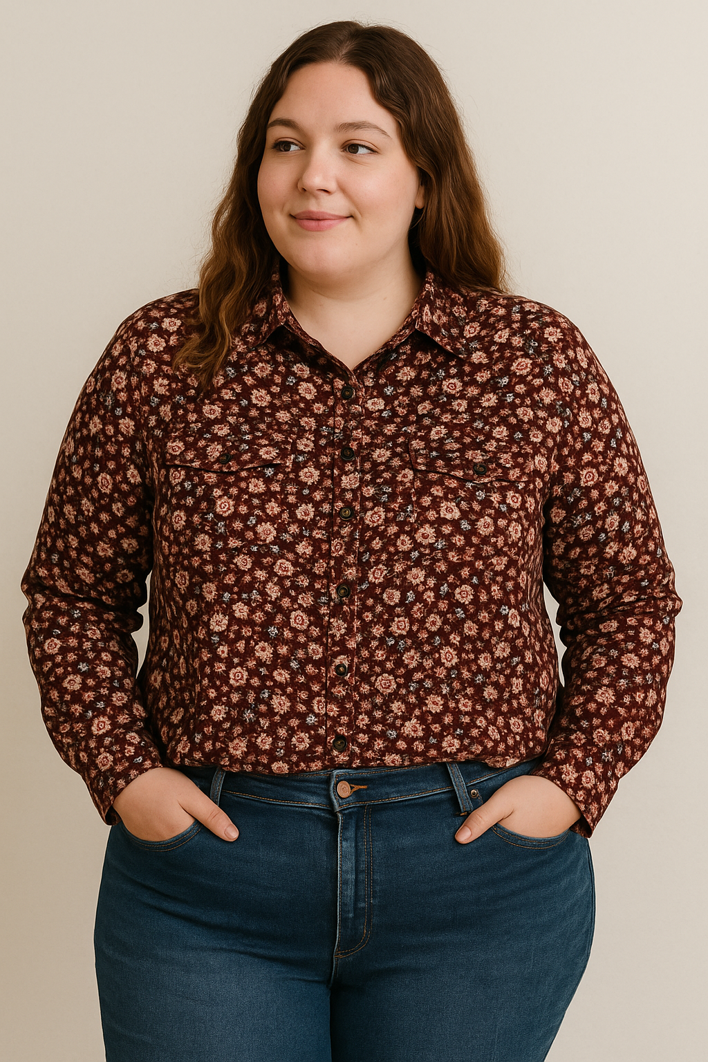 Vintage-Inspired Floral Button-Up by Classic Blues – Size XL