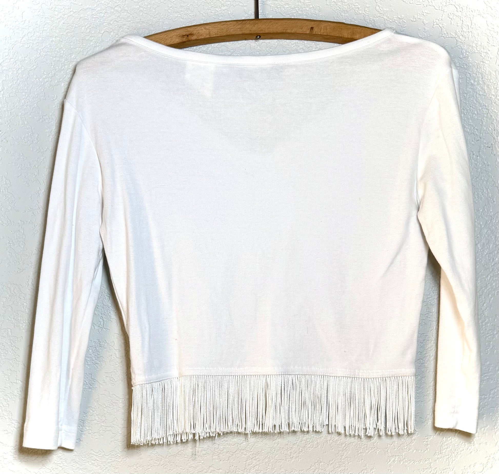 Vintage Rockies White Fringe Hem Top – Size S