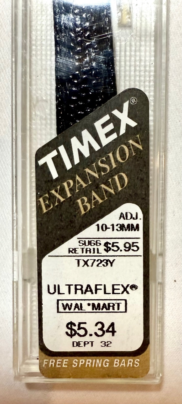 Vintage Timex Ultraflex Watch Band – Black Faux Lizard Grain (TX723Y)