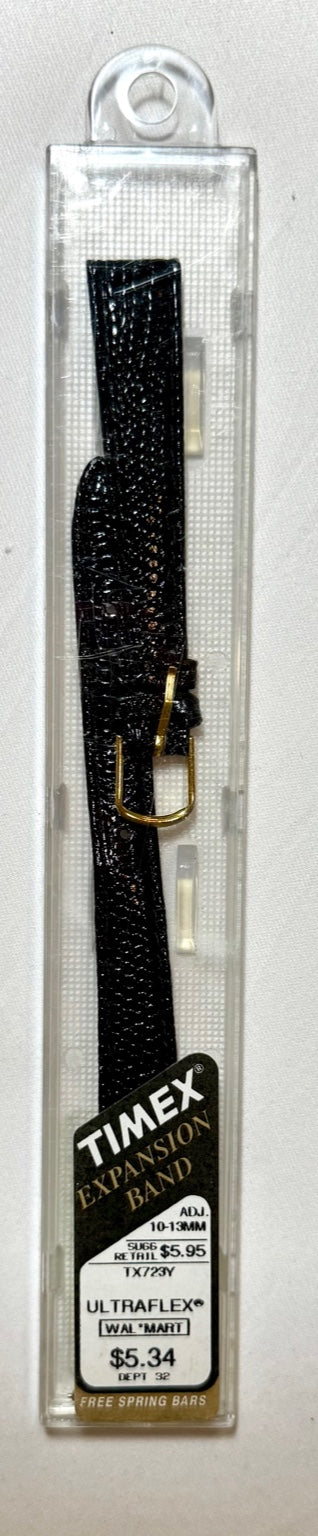 Vintage Timex Ultraflex Watch Band – Black Faux Lizard Grain (TX723Y)