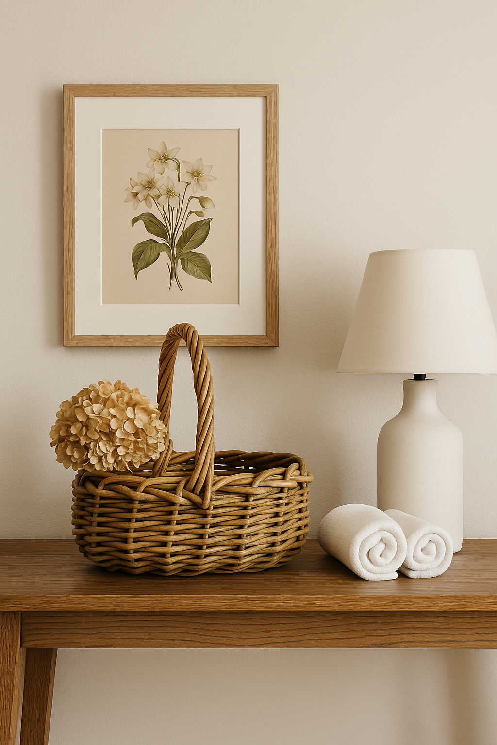 Vintage Woven Wicker Basket with Twisted Handle