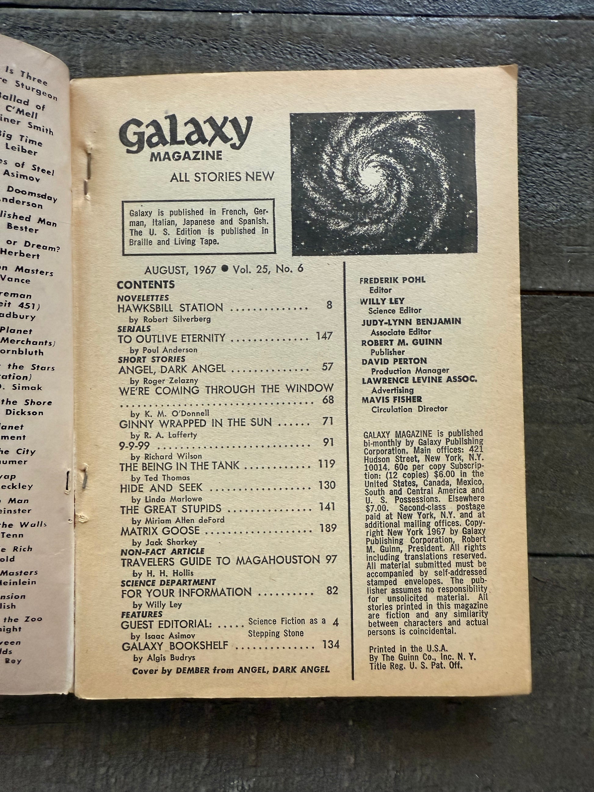 Galaxy Science Fiction Magazine – August 1967